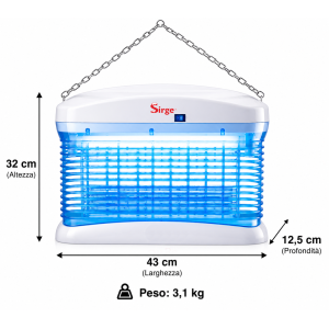 Zanzariera Elettrica Professionale con 2 Lampade UV da 10W, Griglia ad Alta Tensione 3500V, Cassetto Raccogli Insetti