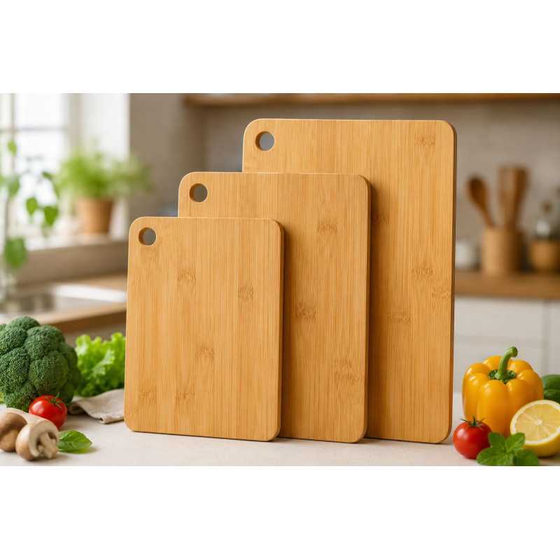 Set 3 Taglieri in Bambù Sirge – 3 Misure per Carne, Pane, Verdure e Cucina
