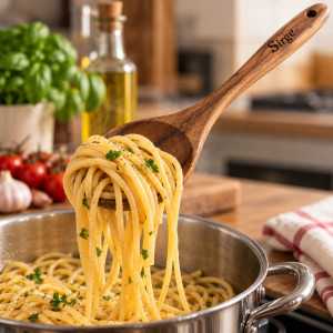 Set de 4 ustensiles de cuisine en bois d'acacia Sirge | Louches et spatules naturelles