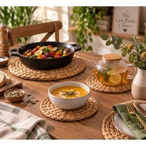 Set 3 Sottopentola Sottopiatti Giacinto d’Acqua 30 26 20 cm