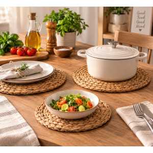 Set of 3 Water Hyacinth Trivets/Charger Plates (30, 26, 20 cm)